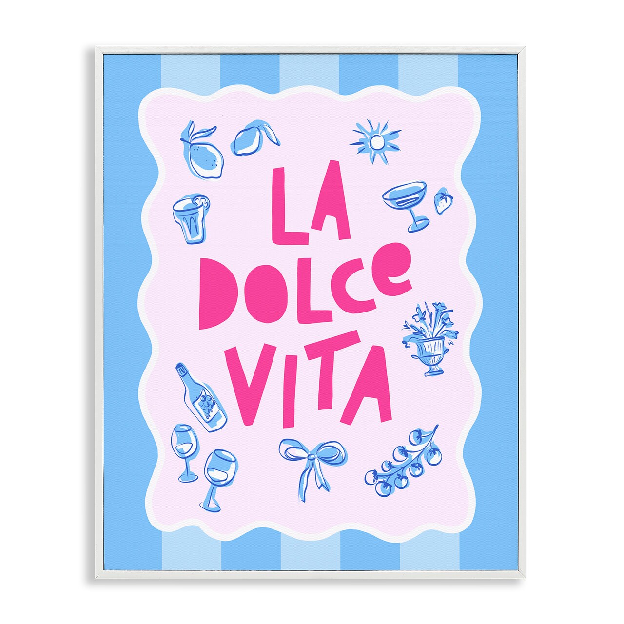 Stupell Industries La Dolce Vita Blue Pink Framed Giclee, design by Dominique Vari
